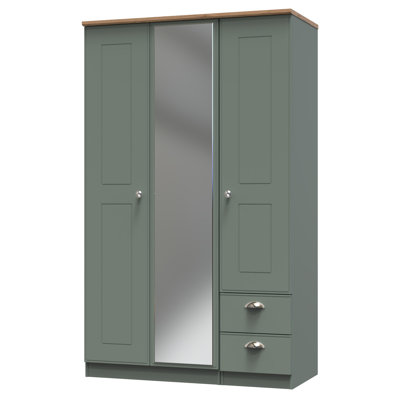 Conners Triple Small Drawer Mirror Wardrobe 