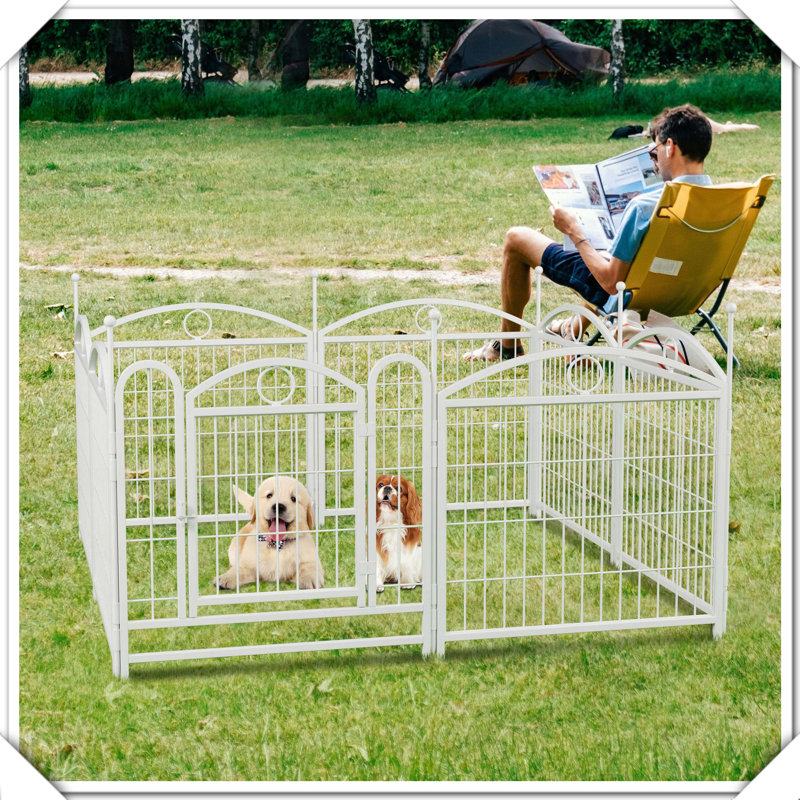 Clôture de parc pour chien robuste en métal pliable avec portes d'intérieur et d'extérieur, H 26,2 po x l 48,4 po x P 48,4 po