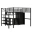 Lit double mezzanine en métal avec ensemble de table et garde-robe