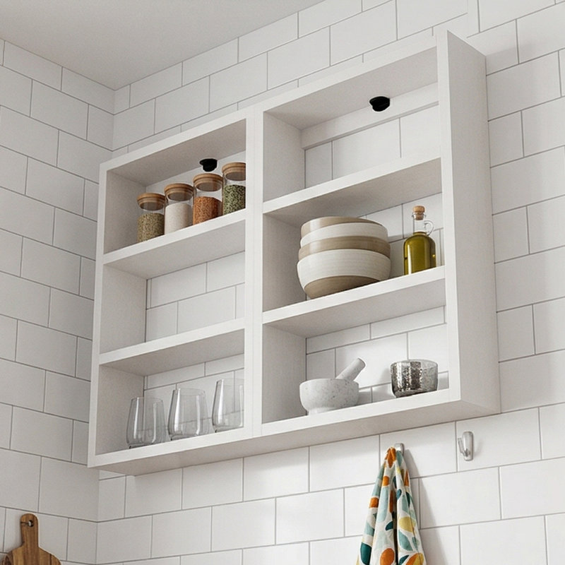 Elara 6-Compartment Floating Display Hub, White