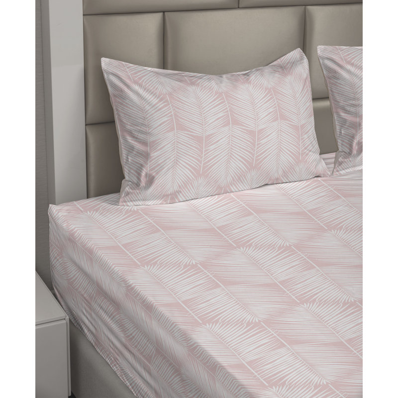 Ensemble de draps à motif de feuilles de palmier 4 pièces Ambesonne, Ensemble de draps pour lit très grand californien