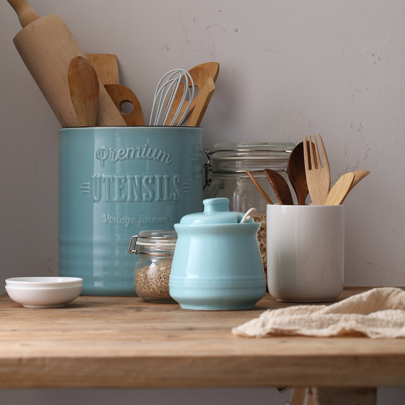 Ceramic / Porcelain Round Utensil Crock