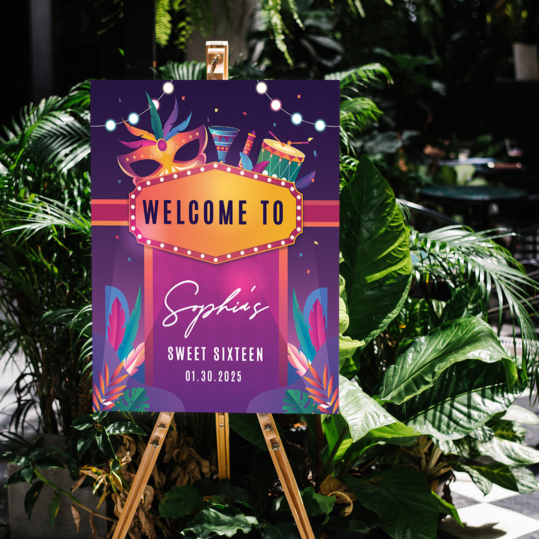 Koyal Wholesale Large Custom Sweet 16 Welcome Sign, Mardi Gras Theme ...