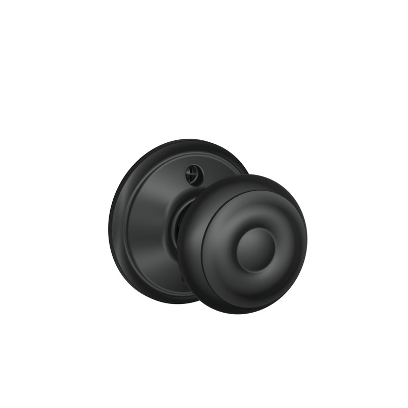 Georgian Single Dummy Door Knob with Rosette, Matte Black