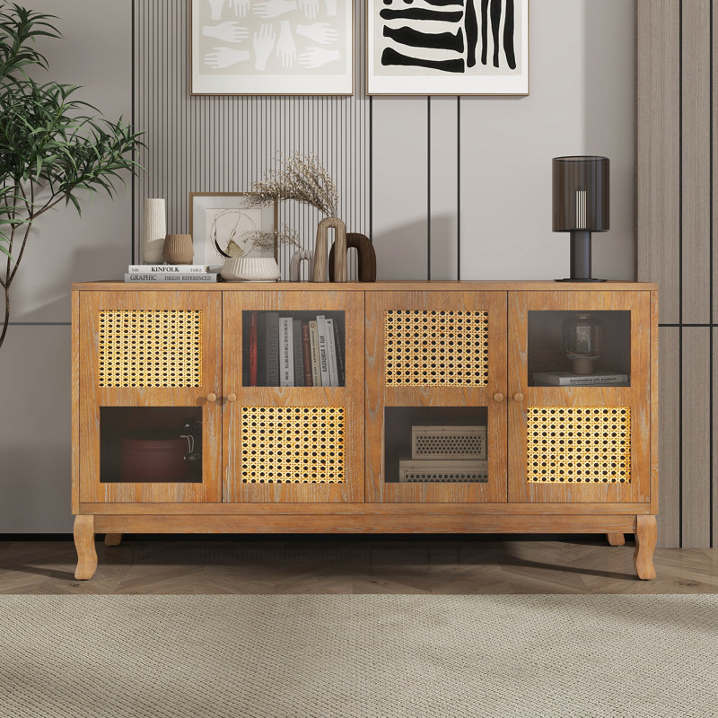 4-Door Sideboard with Large Storage Space, Natural