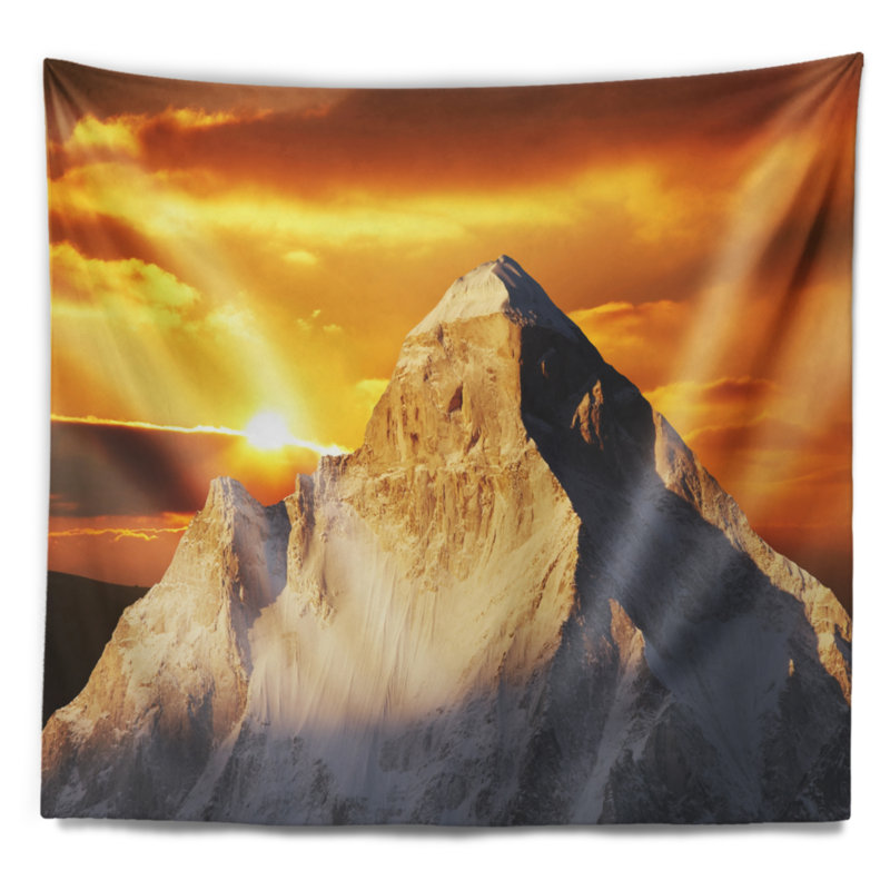 Tapisserie «Garhwal Himalaya» au coucher du soleil, H 32 po x l 39 po