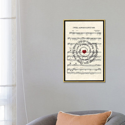 « I will always love you » par WordsAndMusicArt-impression d’art textuel encadrée
