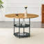 Table de salle à manger circulaire de 47,3 pouces de diamètre avec épissure moderne - rangement double couche, couleur diagonale en bois et noire en forme d'éventail, interprétant l'esthétique et la fonctionnalité de la maison.