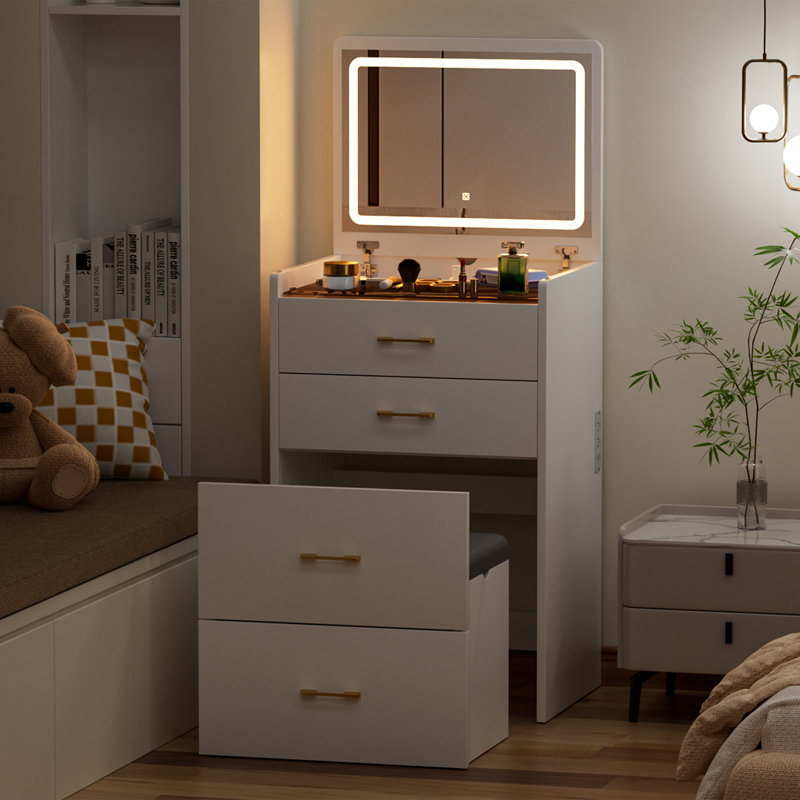 Coiffeuse de 23,6 po de large avec plateau lumineux éclairé