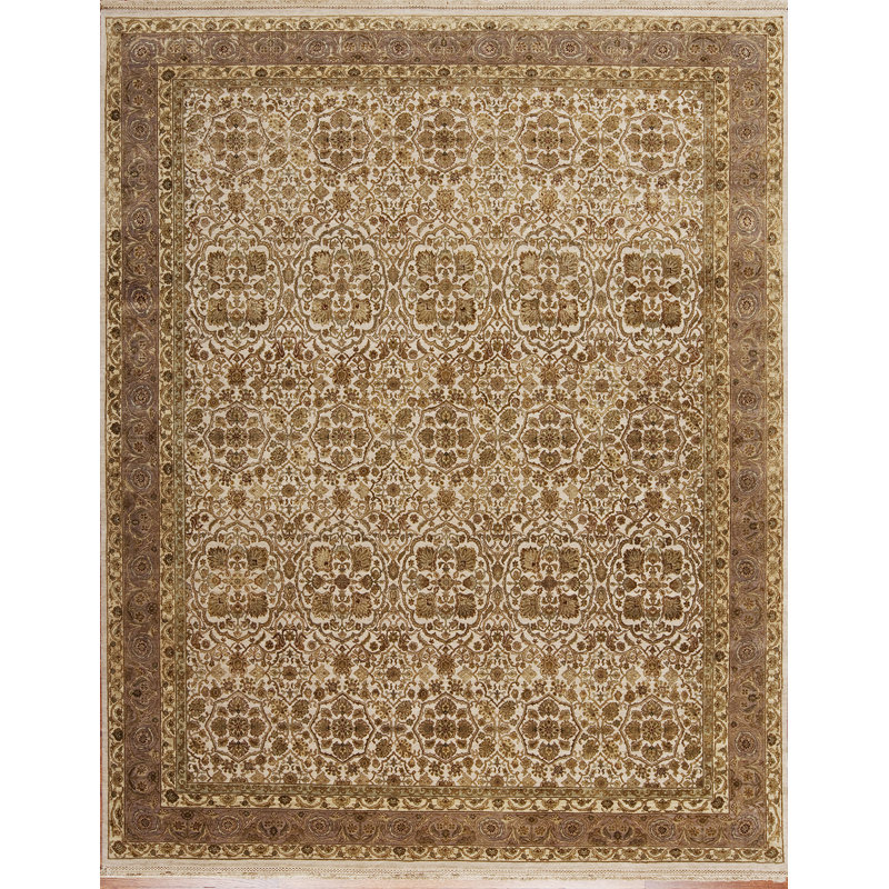 Extravagance Hand Knotted Area Rug in Sand/Aubergine, Rectangle 8' x 10'