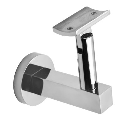 Glass Mount Handrail Bracket with Round Rose and Curved Plate