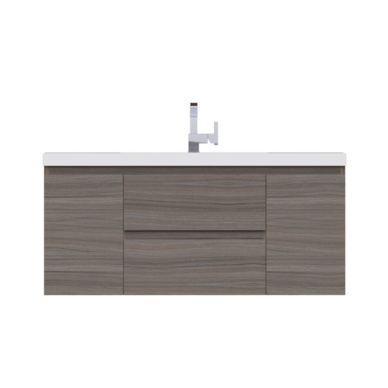 Ensemble de meuble-lavabo mural simple 48 po Arjina, Gris