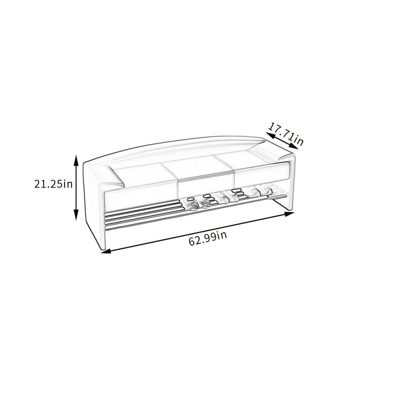 Banc de rangement Kapor, Café, H 21,25 po x l 62,99 po x P 17,71 po