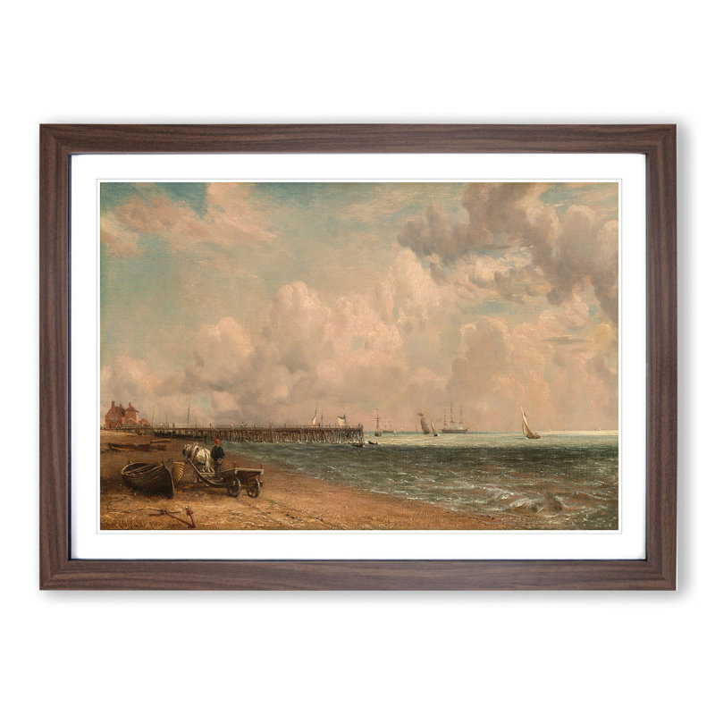 Yarmouth Jetty by John Constable - Picture Frame Painting, Walnut Framed, 36cm H x 48cm W x 2cm D