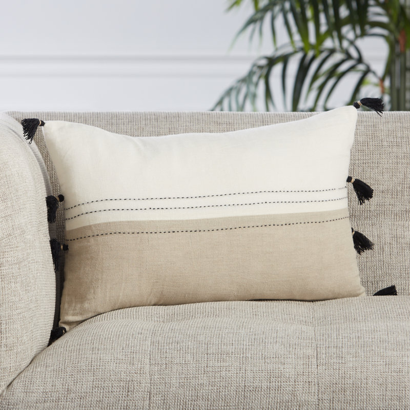 Griffin Striped Linen Reversible Throw Pillow, Down