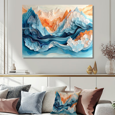 Glendall Biomorphism Glacial Abstract Landscape III - Art mural abstrait à l'encre liquide pour le salon