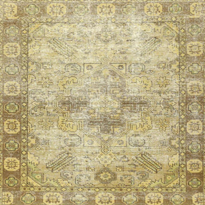 Tapis jaune/brun traditionnel Bawnard