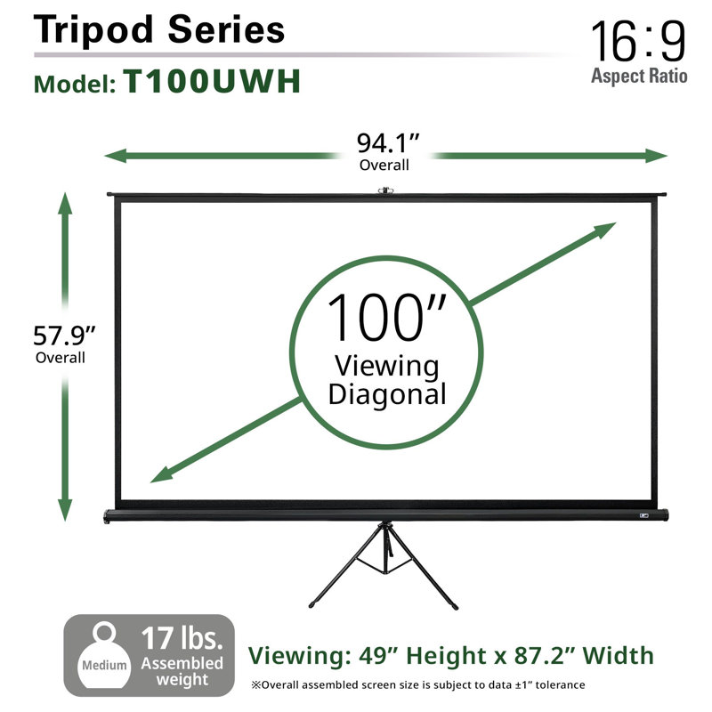 Elite Screens Portable Projector Screen Projector Screen, 100" Diagonal 16:9