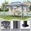 Pavillon de jardin 10 pi x 13 pi avec cadre en aluminium et toit en polycarbonate à double couche, avec moustiquaire et rideaux, idéal pour la cour et la terrasse