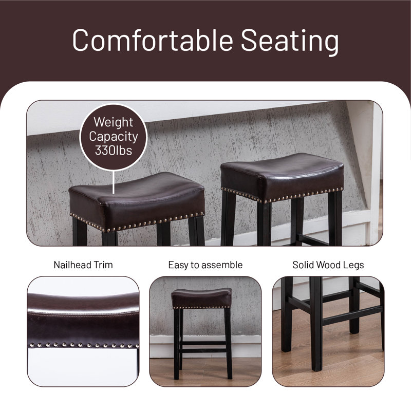 Tabouret de comptoir 26 po Cantrall, Noir, Brun