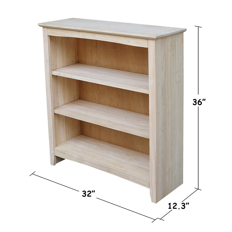 Aspatria Bookcase, (3 Shelves) 36" H x 32" W x 12" D, Unfinished