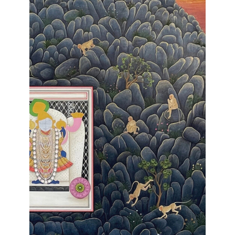 «Char Bhuja Ji», peinture miniature traditionnelle indienne | Art mural aquarelle peinte à la main par Shammi Bannu Sharma