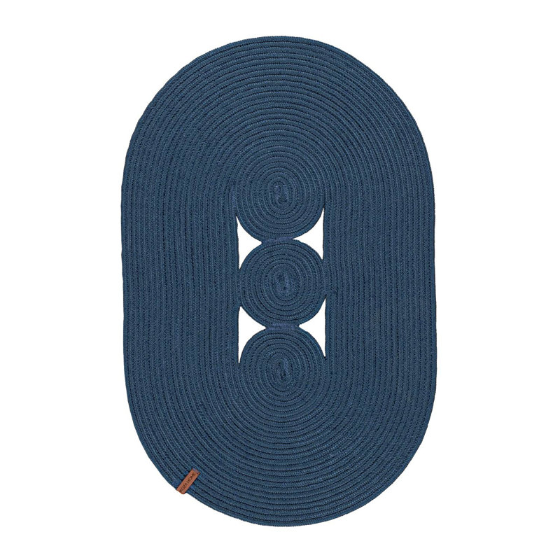Cosimo Handmade Navy Blue Cotton Area Rug, 19.7 x 31.5 Inches | 100% Cotton, Woven Underside, 1.2 lbs | Machine Washable, Vacuum Cleaner Friendly | Perfect for Living Room & Bedroom Décor, Durable and Stylish Design