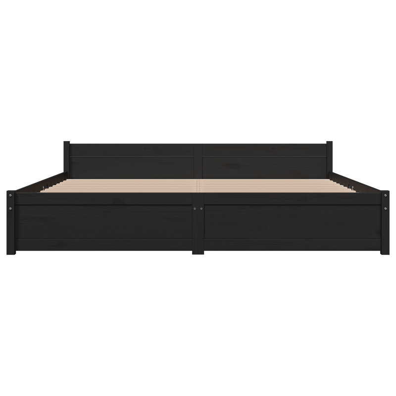 Bed Frame Solid Wood, Black, European Single (90 x 200cm)
