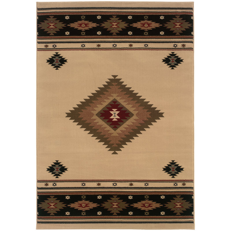 Tapis beige / vert Appomattox Southwestern, Rectangle 10 pi x 13 pi