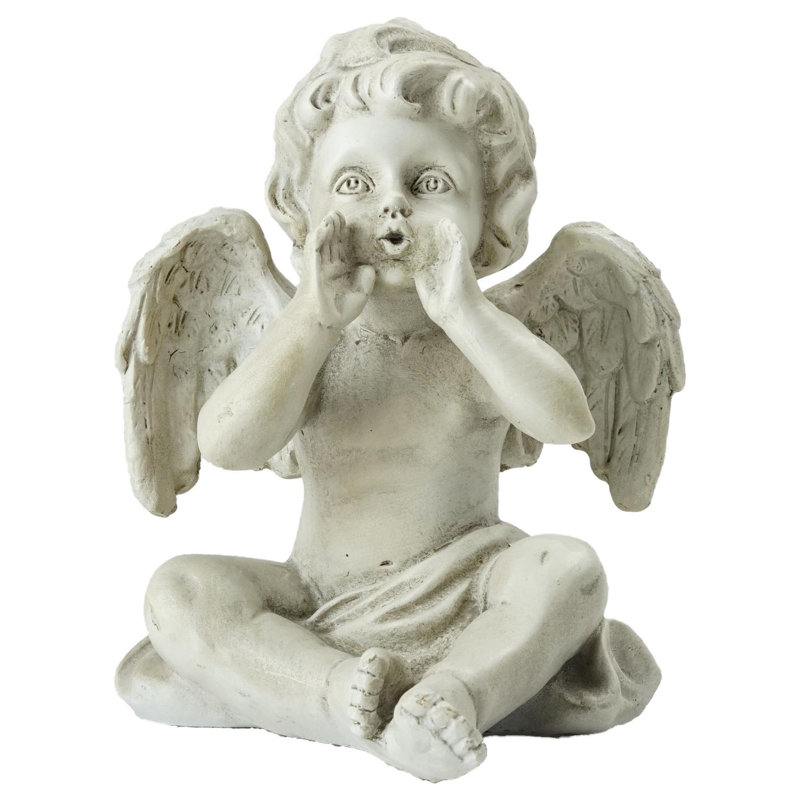 Statue de jardin d'extérieur ange gris de 6,5 po