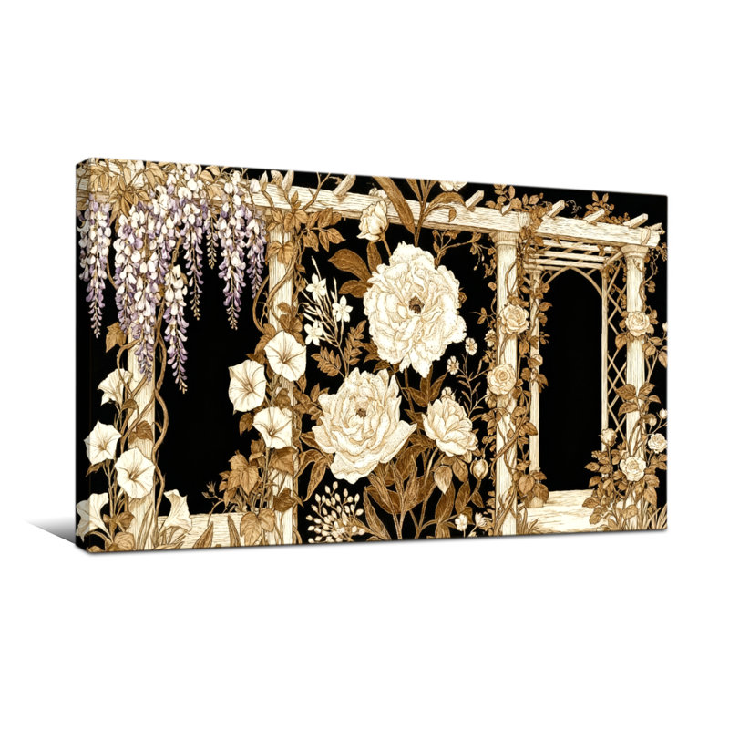 Treillis de jardin floral avec plantes et fleurs, H 16 po x l 32 po