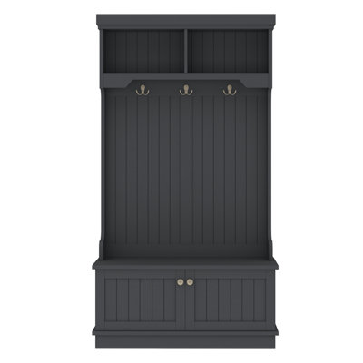 Hall Tree with Storage Shoe Bench for Entryway and Hallway, 4-in-1 Design Coat Racks with Hooks for Living Room