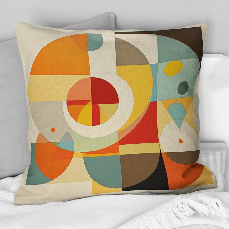 Synchronicities Midcentury Elegant Retro Art V - Abstract Midcentury Printed Throw Pillow
