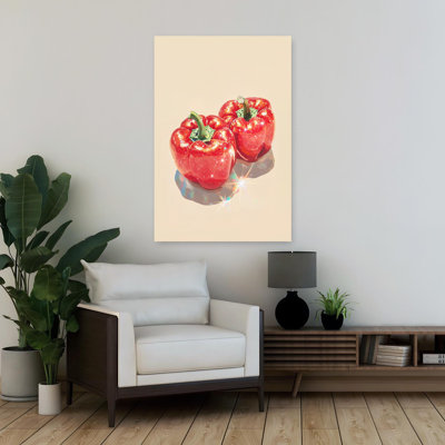 Sparkling Red Peppers Colorful Modern Playful Wall Art
