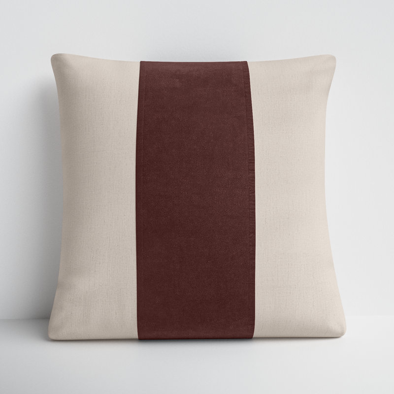 Dark Brown and Ivory Striped Square Cotton Blend Throw Pillow