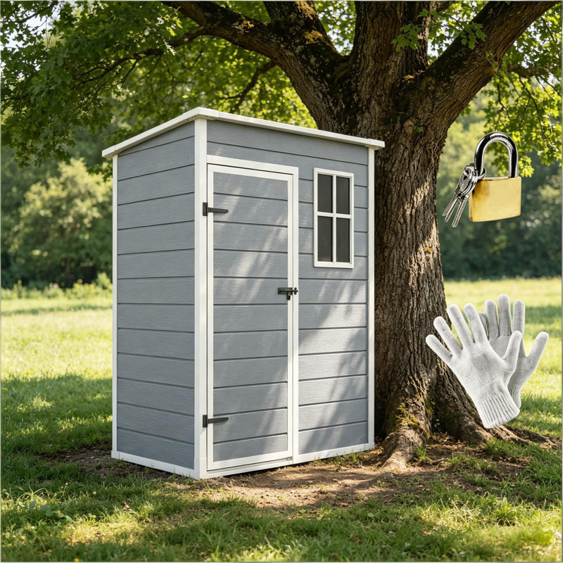 Remise de jardin, remise de 5 pi x 3 pi avec serrure, fenêtre, évent, remise pour outils utilitaires