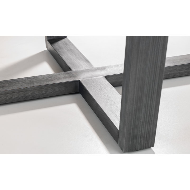Armor Oak Round Solid Wood Top Metal Base Dining Table, Oak/Black
