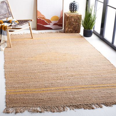 Jackie Abstract Handwoven Jute Tan Area Rug