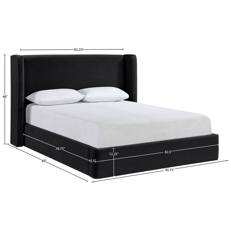 Lit tapissier Kendall Wanaque, Très grand, Velours noir