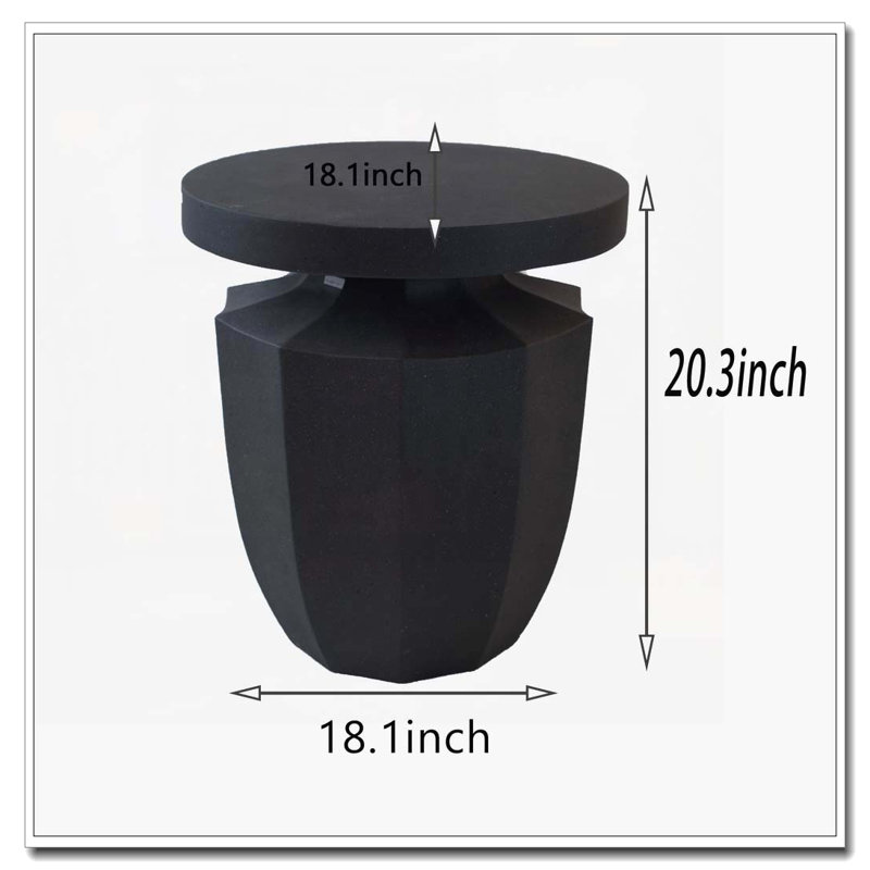 Table d'appoint d'extérieur robuste en faux terrazzo, Noir