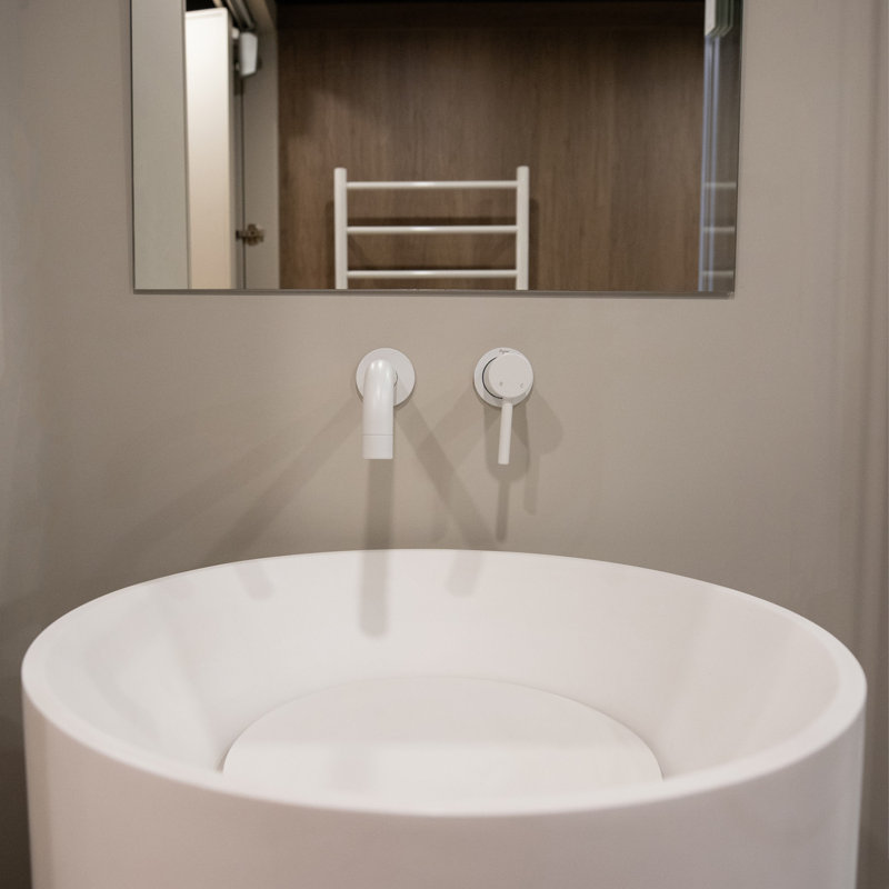 Solid Surface Round Pedestral Sink, Matte White