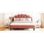 Superbe lit tapissier de grande taille avec tête de lit en velours à motif floral et tête de lit rouge-2102715745-2102715744