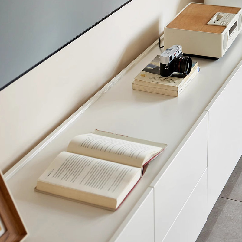 Meuble télé avec rangement crème, 70.86''