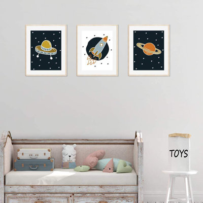 « astronaute star theme », ufo, espace, planète 3 pièces, ensemble de 3 impressions sur papier Winterbourne