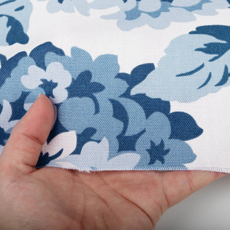 Navy Blue Hydrangea Floral Print Curtain Panels, 50" W x 120" L