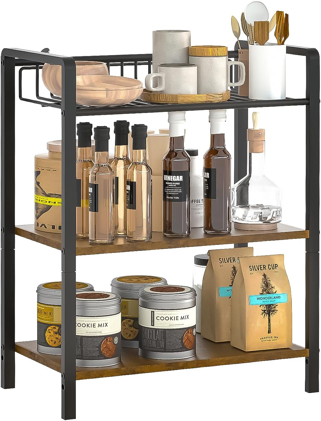 17 Stories Kitchen Counter Shelf, 3-Tier Bathroom Counter Shelf, Spice ...