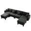 Canapé modulaire en U gris foncé à 4 boucles en tissu avec revêtement doux et respirant, 2 pieds cylindriques amovibles pour un usage quotidien, confort intérieur enveloppé-1410664698