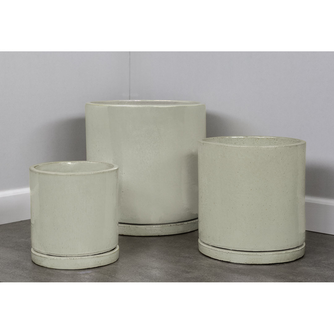 I/O Series 3-Piece Glazed Terra Cotta Pot Planter Set Campania International 