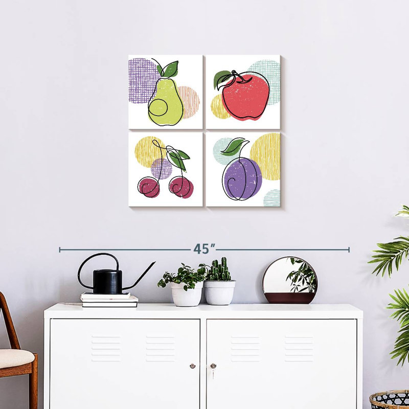«Abstract Line Fruits», reproduction sur toile, H 26 po x l 26 po x P 1,25 po