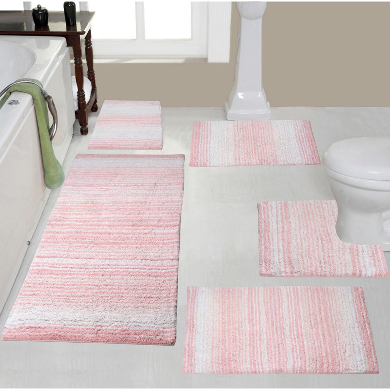 Highlawn 5 Piece Bath Rug Set, Pink